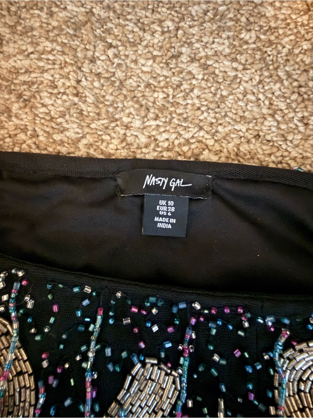 Nasty Gal- Disco Embellished Black Sequin Fringe Mini Skirt - Picture 3 of 3